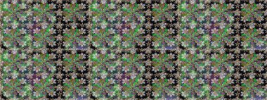 Çiçeklerle kusursuz desen. Yeşil renkli çiçekler. El çizimi. Suluboya çizimi.