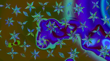 Kahverengi renkli çiçekler. Raster illüstrasyonunda çiçek deseni çizimi.