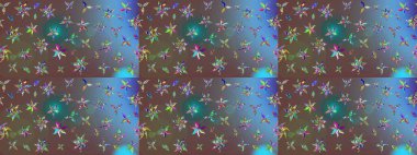 Raster illüstrasyonundaki çiçek desenli çizim. Renkli Bahar Teması eskiz kalıbı. Düz Çiçek Elementleri Tasarımı. Süslü kumaş deseni.