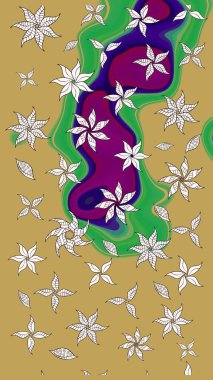 Yapraklı çiçekler ve sarı renkli papatya çiçekleri. Eskiz arkaplan modeli. Raster - stok.