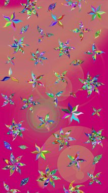 Raster illüstrasyonu. Tekstil veya kitap kapakları, imalat, duvar kağıtları, baskı, hediye paketi ve yapıştırma kitabı için çiçek eskizi geçmişi. Küçük ölçekli çiçeklerdeki basit sevimli desen.