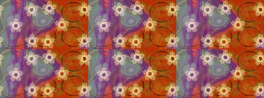 Renkli Bahar Teması eskiz kalıbı. Güzel kumaş deseni. Düz Çiçek Elementleri Tasarımı. Raster illüstrasyonunda çiçek deseni çizimi.