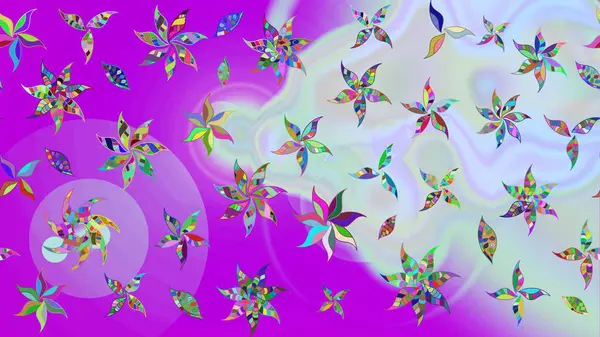 Raster illüstrasyonundaki çiçek desenli çizim. Tarafsız renklerde çiçekler. Renkli Yaz Temalı eskiz kalıbı. Düz Çiçek Elementleri Tasarımı.