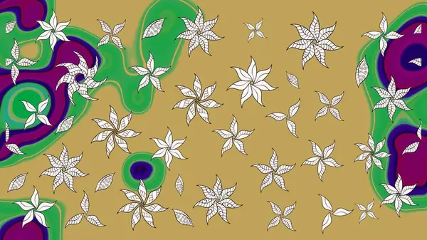 Sarı renkli çiçekler. Raster illüstrasyonunda çiçek deseni çizimi.