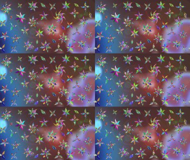 Çiçeksel fantezi tasarımı ve parlak bir arka plan çizimi. Renkli Bahar Teması eskiz kalıbı. Düz Çiçek Elementleri Tasarımı.