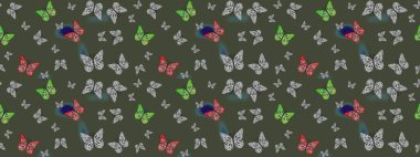 Karala, karala, karala. Duvar kağıtları, giysiler, erkekler ve kızlar için soyut çizim kalıbı. Raster. Kelebek deseni.