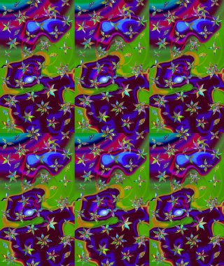 Raster illüstrasyonu. Yeşil renklerde. Yeşil renkte yeşil papatya deseni.