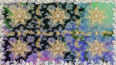 Şık bir grafik desen. Gri renklerdeki altın elementler. Duvar kâğıdı barok, İspanyol kumaşı. Kusursuz raster arka plan. Çiçek deseni.