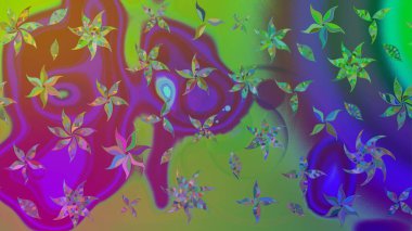 Soyut etnik raster çizim kalıbı. Kabile sanatı boho baskısı, klasik çiçek arkaplanı. Arkaplan dokusu, duvar kağıdı, yeşil renkli çiçek teması.