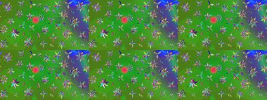 Robot resim. Raster illüstrasyonu. Küçük çiçekte sevimli çiçek deseni var..