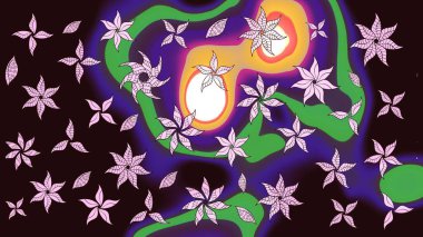 Kahverengi kıvırcık çiçekler kahverengi renklerde şekillenir. Klasik çiçek tasarımı elementleri. Raster illüstrasyonu.