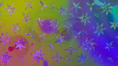 Yeşil kıvırcık çiçekler yeşil renkte şekillenir. Klasik çiçek tasarımı elementleri. Raster illüstrasyonu.