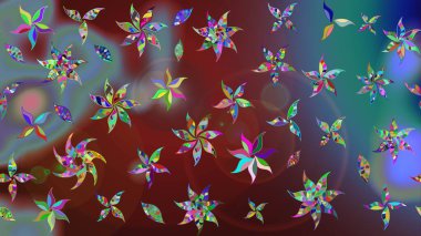 Kahverengi renkli çiçekler. Raster illüstrasyonundaki çiçek desenli çizim. Renkli Yaz Temalı eskiz kalıbı. Düz Çiçek Elementleri Tasarımı.