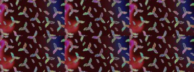 Raster kar taneleri deseni. Raster illüstrasyonu. Renkli arka planda güzel kar taneleri.