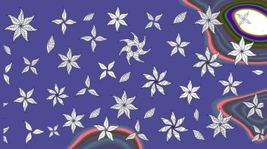 Küçük çiçekli yay deseni çiz. Raster illüstrasyonu. Suluboya tarzında mor renkler üzerine.