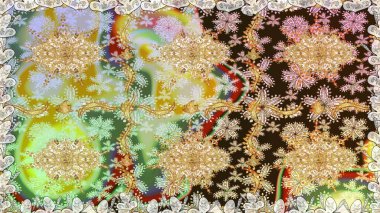 Klasik klasik klasik arka plan. Kusursuz klasik raster altın desenli. Geleneksel oryantasyon süsü. Tarafsız renklerde altın elementlerle kusursuz desen.