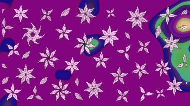 Mor renkli Asya tekstili. Raster illüstrasyonu. Çiçek desenini çiz.