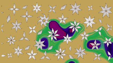 Raster illüstrasyonundaki çiçek desenli çizim. Düz Çiçek Elementleri Tasarımı. Sarı renkli çiçekler. Renkli Yaz Teması çizim şablonu.