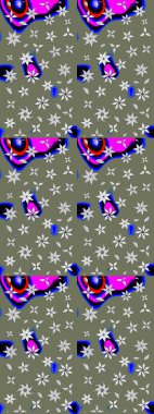 Düz Çiçek Elementleri Tasarımı. Renkli Bahar Teması eskiz kalıbı. Çiçek desenli eskiz, yaz çiçekleri. Yeşil renkte çiçekler.