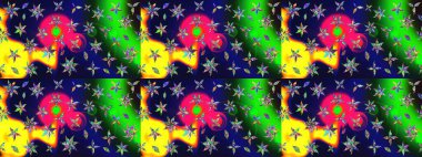 Mavi renkli çiçekler. Hediye ambalaj kağıdı, tebrik kartları, posterler ve pankart tasarımı. Raster düz çiçek çizim deseni.