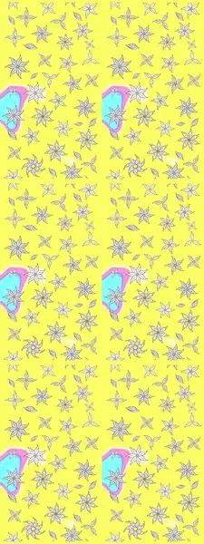 Oldukça eski bir besin torbası deseni, küçük sarı renkte, çiçekler. Tekstil, kumaş, kapaklar, duvar kağıtları, baskı, naylon, koleksiyon defteri, örgü, dekupaj için güzel bir eskiz. Millefleurlar.