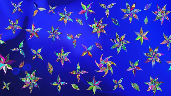 Nazik romantik baskı. Raster güzel bir çiçek deseni çizmiş. Tatil havası. Mavi renkli çiçekler. Bahar mevsimi.