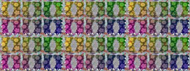 Güzel kumaş deseni. Renkli Yaz Temalı Kusursuz Arkaplan. Düz Çiçek Elementleri Tasarımı. Raster illüstrasyonunda trendsiz çiçek deseni.