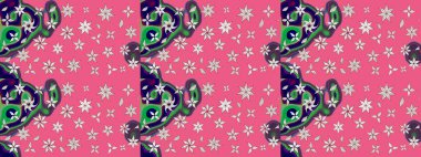 Tropik çiçek desenleri. Raster illüstrasyonu. Pembe renkte çiçekler.