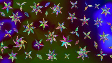 Güzel eskiz şekli. Düz Çiçek Elementleri Tasarımı. Raster çiçekli arka plan. Renkli Yaz Temalı eskiz kalıbı. Güzel kumaş deseni. Yazdır.