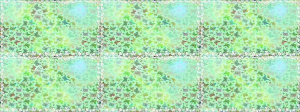 Tarafsız ve yeşil kelebek deseni. Parmak izi dokuları için sevimli kelebek çizimi deseni. Giysi tasarımı için dekor arka planı. Raster illüstrasyonu.