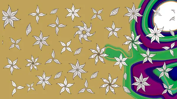 Tekstil, kumaş, ambalaj, hatıra defteri için hoş bir çiçek arkaplanı. Çocuksu tasarım. Sarı arka planda. Elle çizilmiş karalama çiçekleri ile Raster çizim deseni.