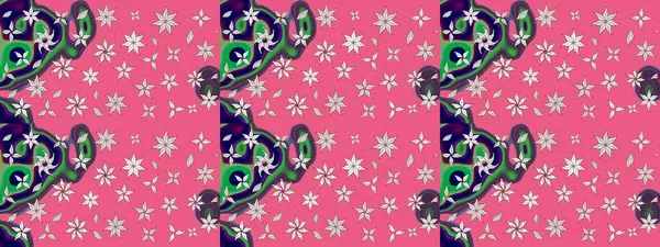 Tropik çiçek desenleri. Raster illüstrasyonu. Pembe renkte çiçekler.