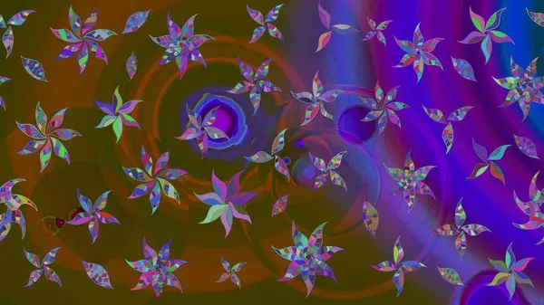 Düz Çiçek Elementleri Tasarımı. Raster illüstrasyonundaki çiçek desenli çizim. Kahverengi renkli çiçekler. Renkli Bahar Teması çizim şablonu.