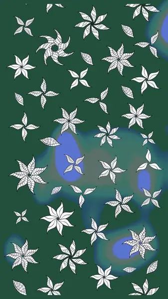 Yeşil renkli çiçekler. Raster illüstrasyonunda çiçek deseni çizimi.