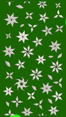 Nazik, narin çiçek arkaplanı. Çiçekli karalama şeklinde Raster çiçek deseni. Yeşil renkte çiçekler.