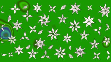 Raster illüstrasyonu. Çizim kalıbı. Hint süsü. Renkli süs kenarı. Yeşil renklerde. Çiçek duvar kağıdı.