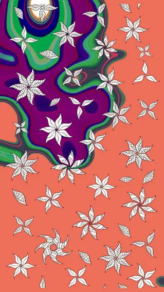 Şirin çiçekler. Çizgi çizimi kalıbı. Raster Moda kumaş deseni.