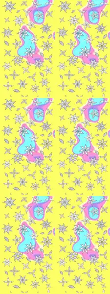 Yaprak ve çiçeklerin suluboya resimleri, sarı renkte çizimler. Nazikçe, sarı renkte bahar çiçekleri. Raster illüstrasyonu.