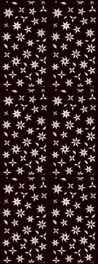 Raster Çiçek İllüstrasyonu 'nun şirin tekstili. Siyah renkli etnik çiçeklerle zarif eskiz deseni.