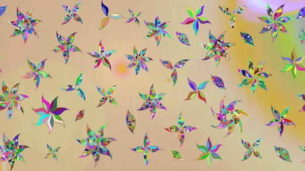 Bej renkli çiçekler. Renkli Bahar Teması eskiz kalıbı. Düz Çiçek Elementleri Tasarımı. Raster illüstrasyonunda çiçek deseni çizimi.