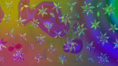 Davetiye ve kartpostal tasarımı için dekoratif çiçek unsurları. Tekstil için figür. Poster ya da kapak için arka plan. Yapraklı çizim şekli. Sevimli zarif çiçekler Raster illüstrasyonu.