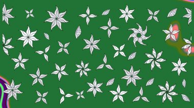 Tropik çiçek desenleri. Yeşil renkli çiçekler. Raster illüstrasyonu.