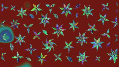 Elle çizilmiş sonbahar çiçeği deseni. Tekstil ve kapak tasarımı için mükemmel. Kırmızı renkte çiçekler. Renkli kırmızı çizim kalıbı. Doodle tarzı.