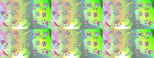 Raster - stok. Kusursuz bir arka plan modeli. Suluboya, elle çizilmiş. Vadinin çiçekleri yeşil, nötr ve mavi renklerde.