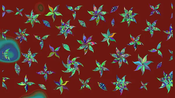 Elle çizilmiş sonbahar çiçeği deseni. Tekstil ve kapak tasarımı için mükemmel. Kırmızı renkte çiçekler. Renkli kırmızı çizim kalıbı. Doodle tarzı.