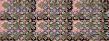 Etnik Mandala havlusu. Raster Henna tarzı. Tebrik kartı geçmişi, boyama kitabı, arkaplan ve tekstil için kullanılabilir. Kusursuz süs izi. Sınır Hindistan çiçek desenli paisley patentli.