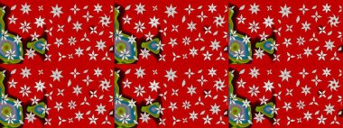 Kırmızı renklerde çiçek desenli çizimler, el yapımı papatyalar, papatyalar. Tekrar eden çiçek arkaplanı, zarif kırmızı çiçek duvar kağıdı.