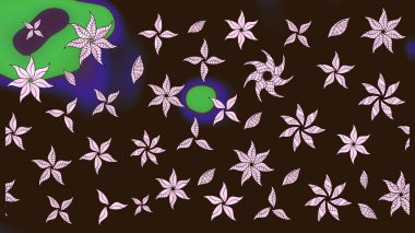 Çiçekli zambakların eskiz geçmişi. Çiçek tasarımı için inanılmaz bir kolaj cenneti tarzı. Parlak çiçekli kolaj çiçekleri kahverengi.