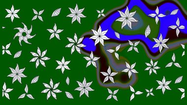 Raster çiçek izi. Çiçek yeşili eskiz deseni. Klasik taslak çizimi. Raster Yumuşak kumaş deseni.