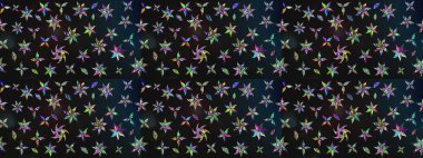 Kumaş, duvar kağıdı ve kağıt üzerine baskı yapmak için gelişen arka plan. Moda arka planında parlak buketler. Raster illüstrasyonu. Eski usul küçük çiçekli şirin bir eskiz deseni..